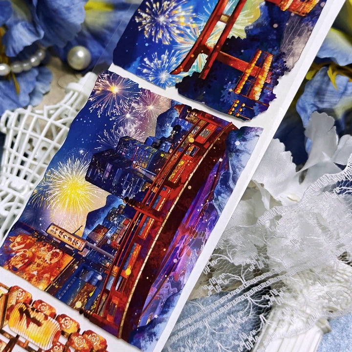 Evening Fireworks Scenery PET Tape - Desk Cosmos