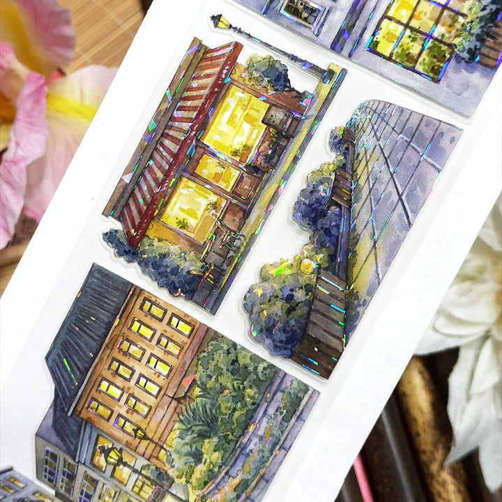 Midnight Cityscape Die - cut PET Tape - Desk Cosmos