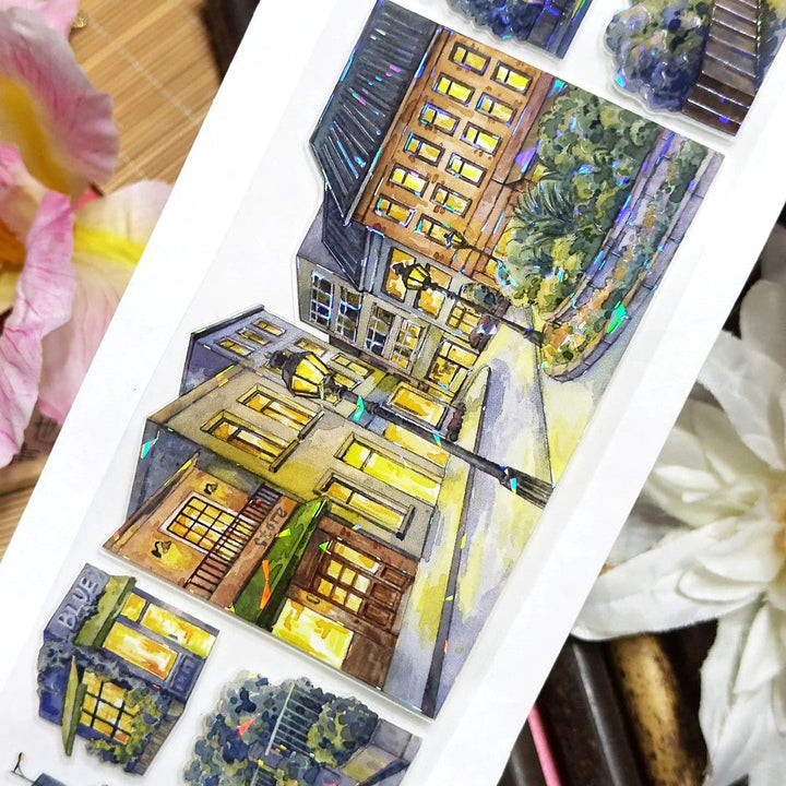 Midnight Cityscape Die - cut PET Tape - Desk Cosmos