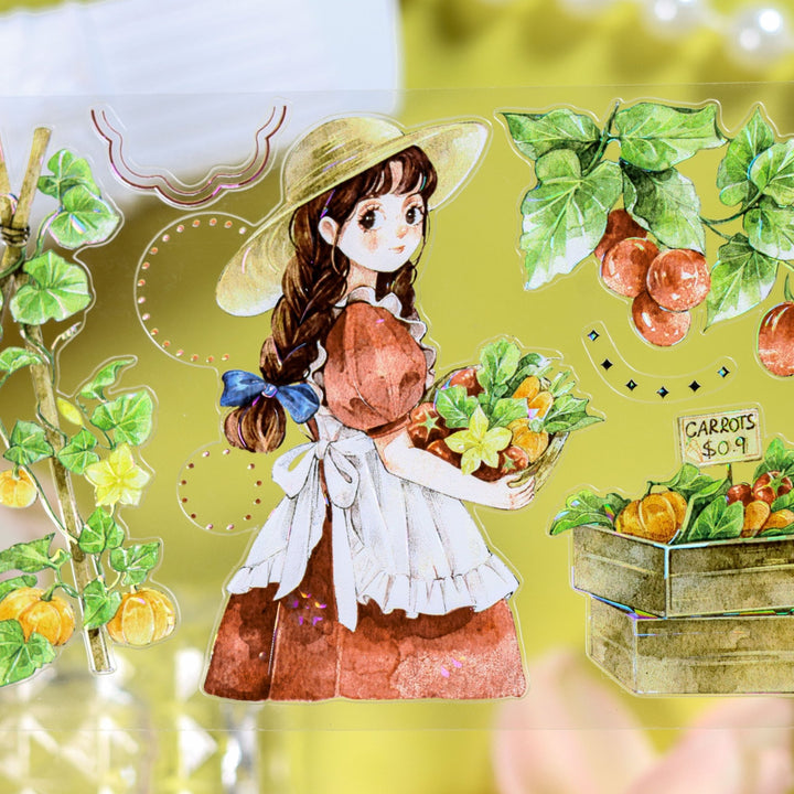 Cute Autumn Farm Girl Die - cut PET Tape - Desk Cosmos