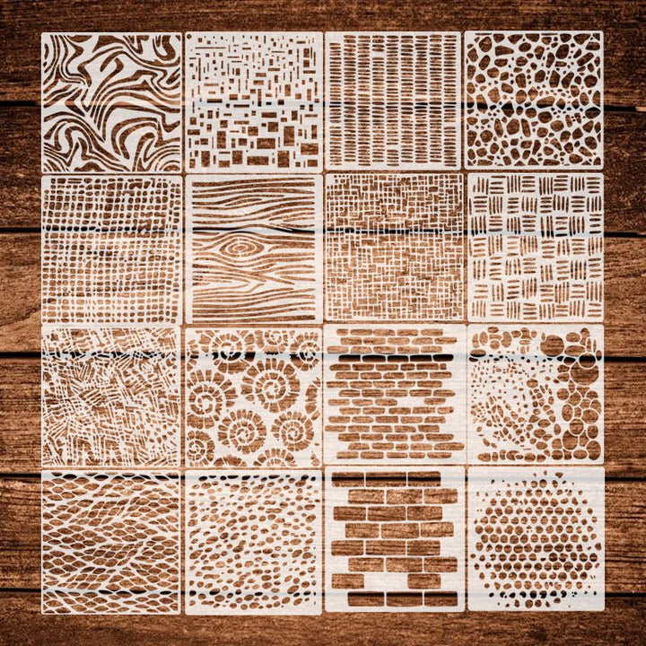 Basic Texture Cutout Stencil Set (16pcs) - Desk Cosmos