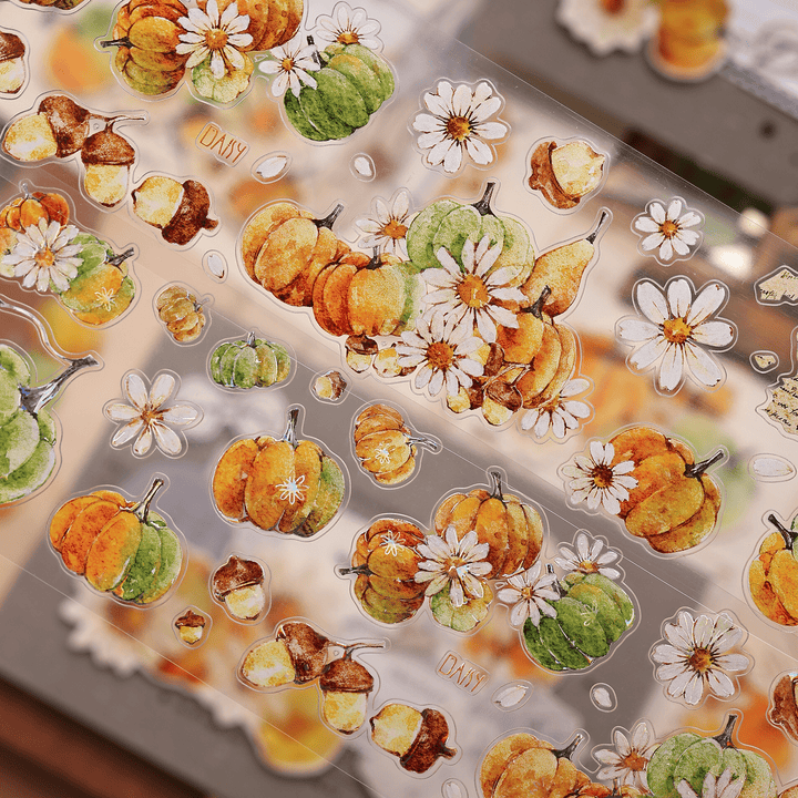 Vintage Pumpkin Floral Die - cut PET Tape - Desk Cosmos
