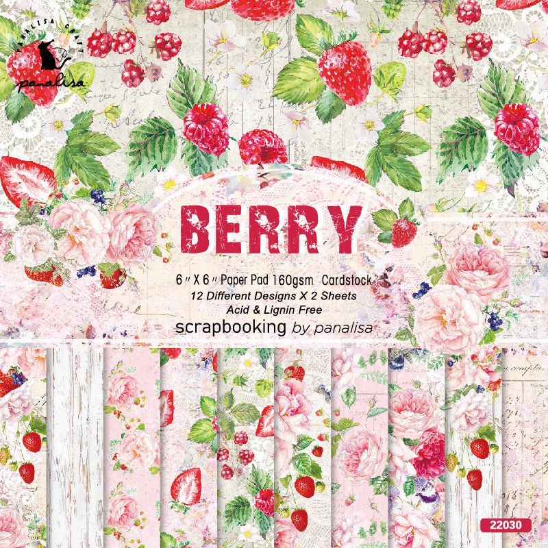 Strawberry Vintage Collage Scrapbook Paper - Desk Cosmos