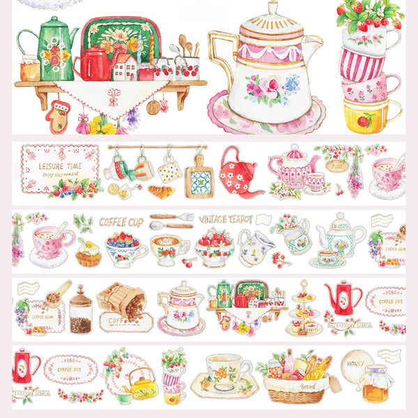 Sweet Die - cut Tape - Spring, Cup, Cherry, Coffee - Desk Cosmos