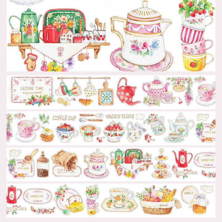 Sweet Die - cut Tape - Spring, Cup, Cherry, Coffee - Desk Cosmos