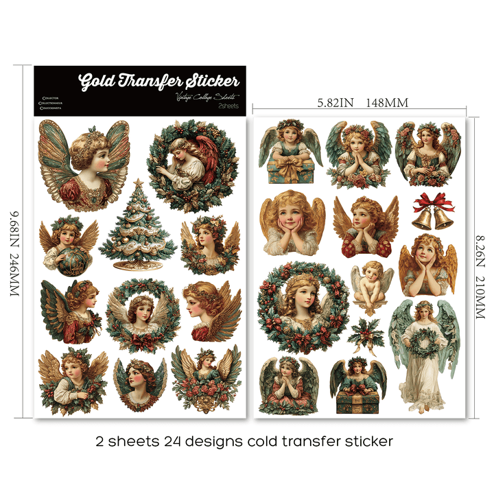 Christmas Angel Vintage Transfer Stickers - Desk Cosmos