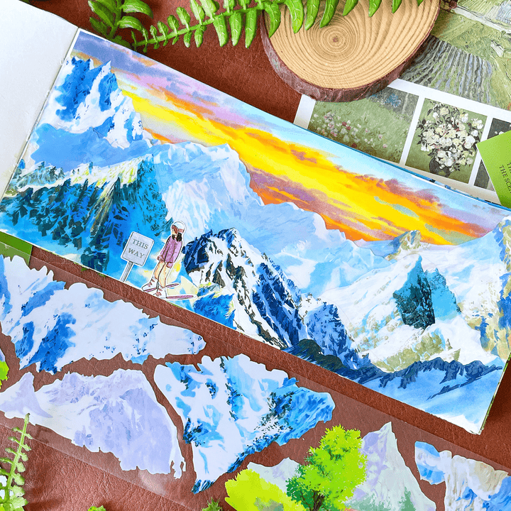 Green on the Snowy Peaks – PET Scenery Tape - Desk Cosmos
