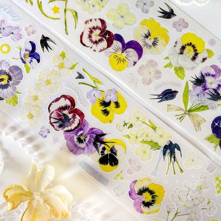 White Yellow Purple Floral Die - cut Tape - Desk Cosmos