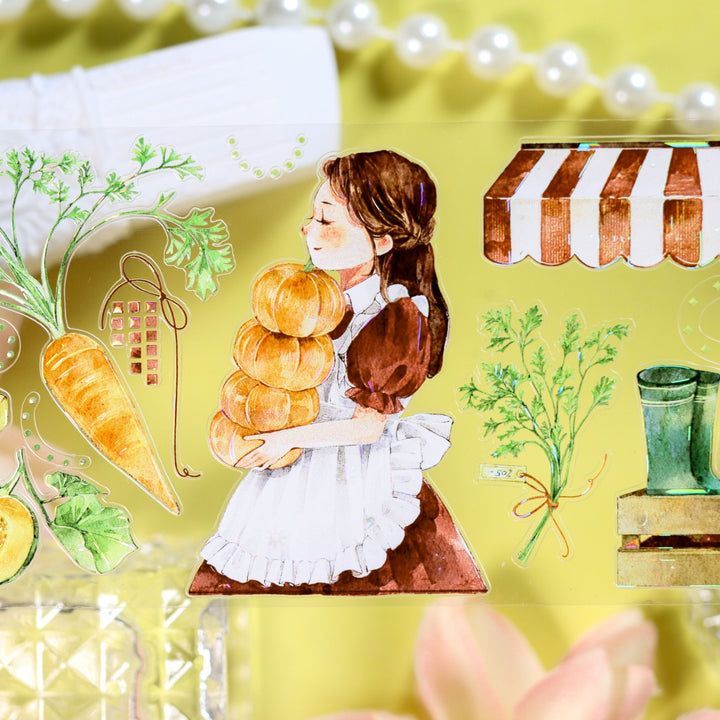 Cute Autumn Farm Girl Die - cut PET Tape - Desk Cosmos