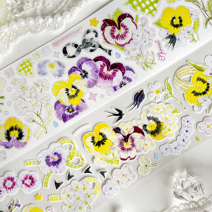 White Yellow Purple Floral Die - cut Tape - Desk Cosmos