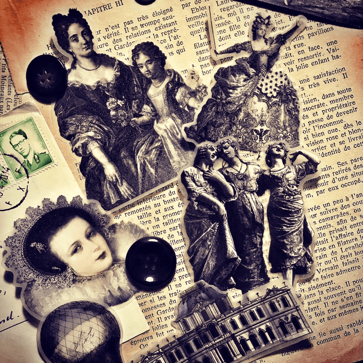 Medieval Classic Copperplate Journal Stickers—Character, architecture, airplane, knight - Desk Cosmos