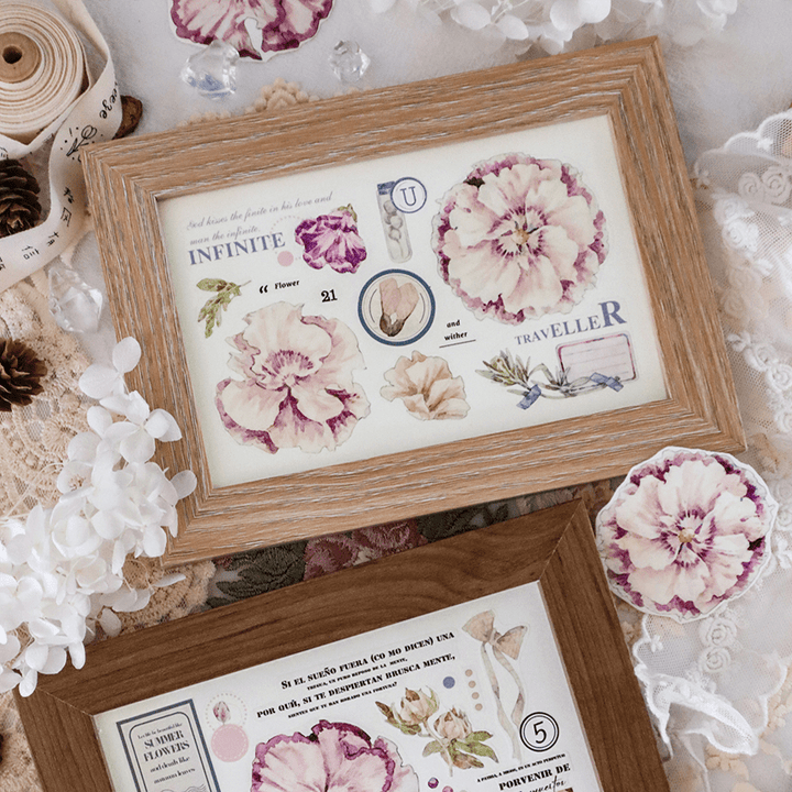 Pastel Floral Die - cut Vintage Washi Tape - Desk Cosmos