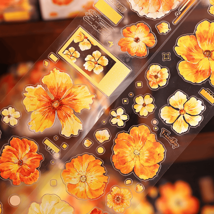Vintage Yellow - Orange Floral Die - cut Tape - Desk Cosmos