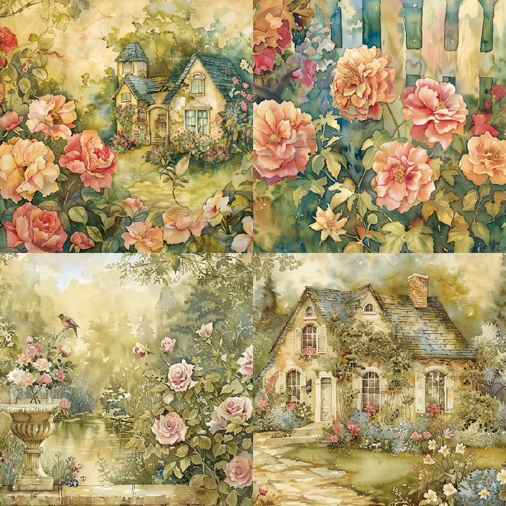 Retro Courtyard Floral Journal Papers - Desk Cosmos