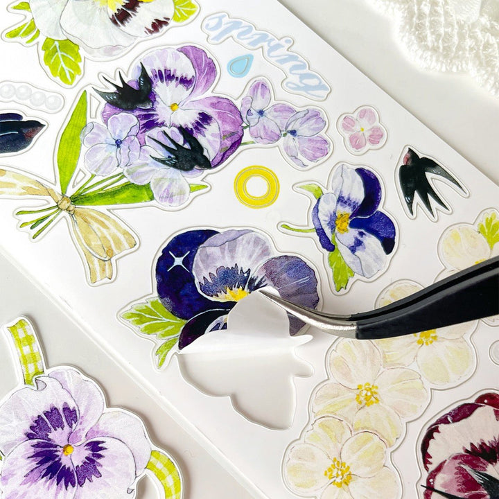 White Yellow Purple Floral Die - cut Tape - Desk Cosmos