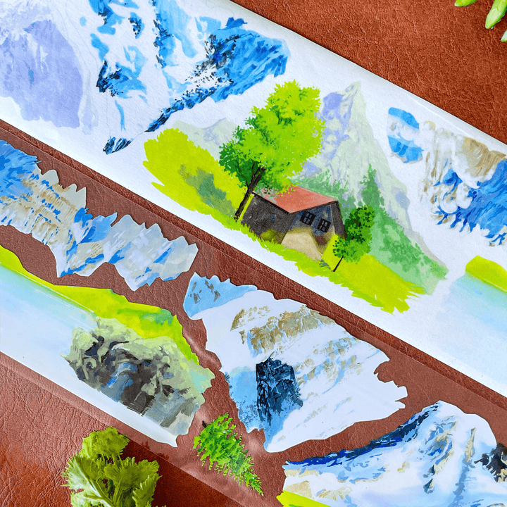 Green on the Snowy Peaks – PET Scenery Tape - Desk Cosmos