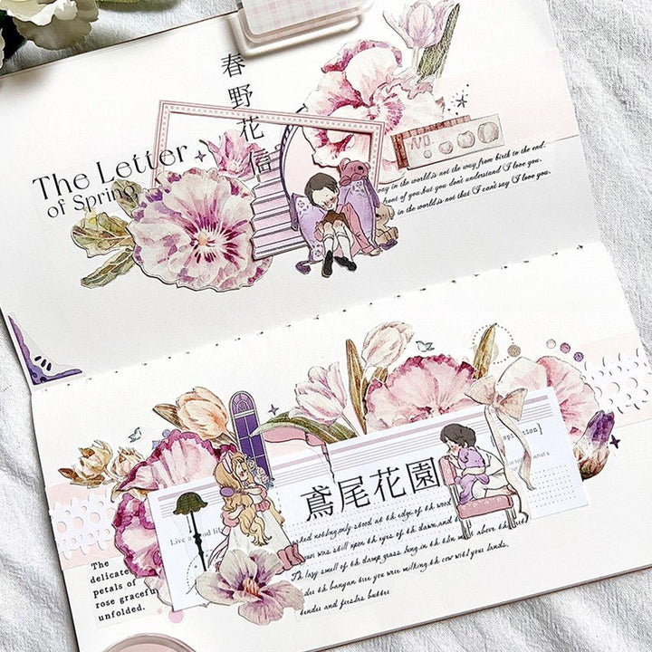 Pastel Floral Die - cut Vintage Washi Tape - Desk Cosmos