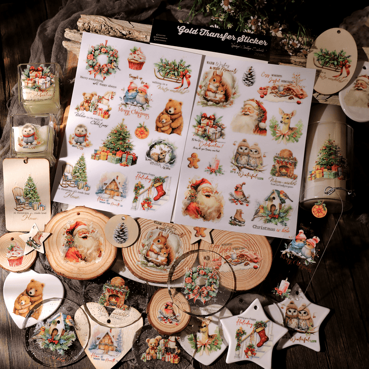 Christmas Transfer Stickers - Reindeer, Gifts, Sled, Bear - Desk Cosmos