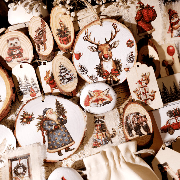 Christmas Santa Animal Transfer Stickers - Desk Cosmos