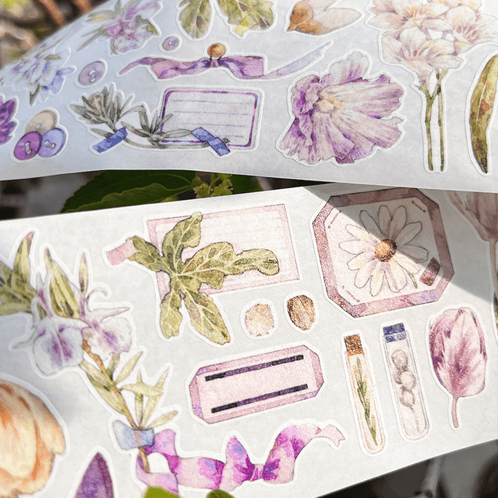 Pastel Floral Die - cut Vintage Washi Tape - Desk Cosmos