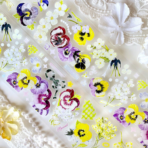 White Yellow Purple Floral Die - cut Tape - Desk Cosmos