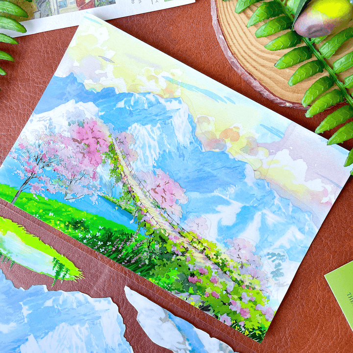 Green on the Snowy Peaks – PET Scenery Tape - Desk Cosmos