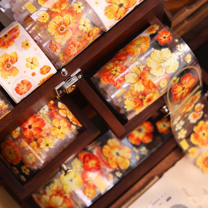 Vintage Yellow - Orange Floral Die - cut Tape - Desk Cosmos