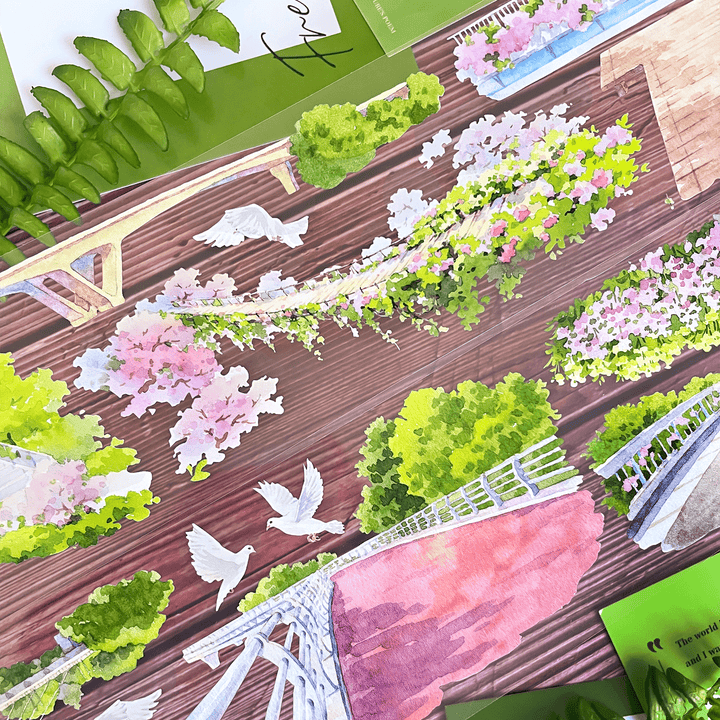 Floral Hanging Walkway Scenery PET Tape - Desk Cosmos