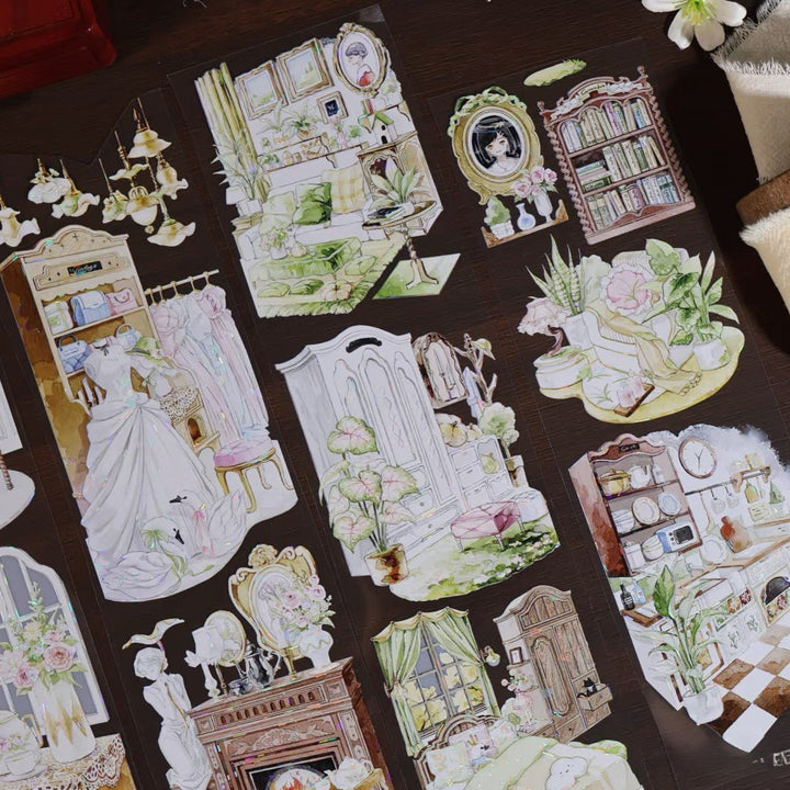 Vintage Furniture Scene PET Tape - Desk Cosmos