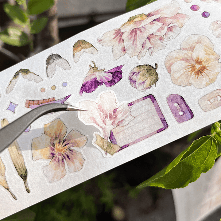 Pastel Floral Die - cut Vintage Washi Tape - Desk Cosmos