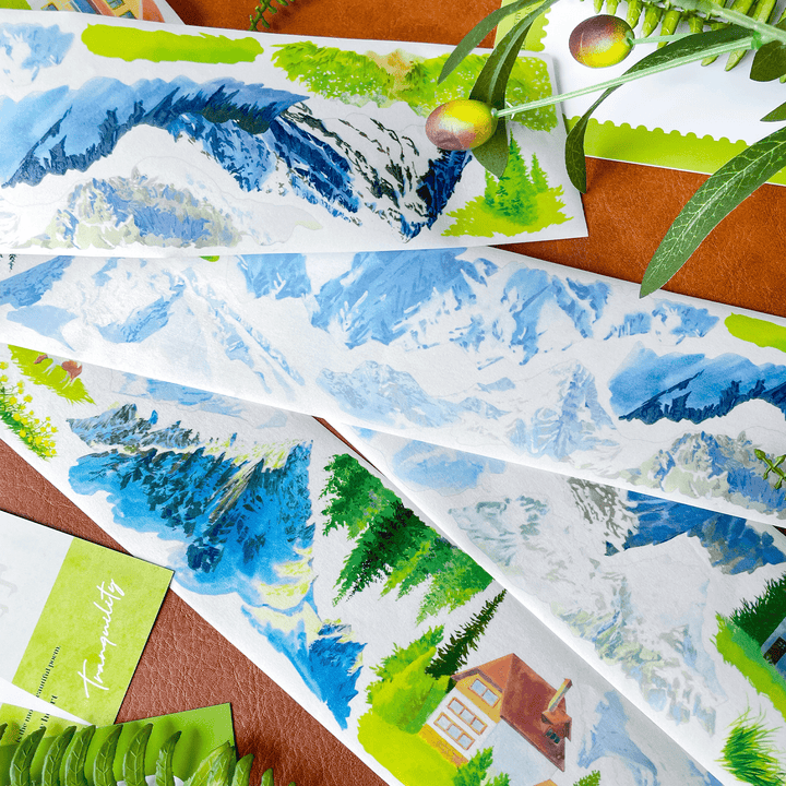 Green on the Snowy Peaks – PET Scenery Tape - Desk Cosmos
