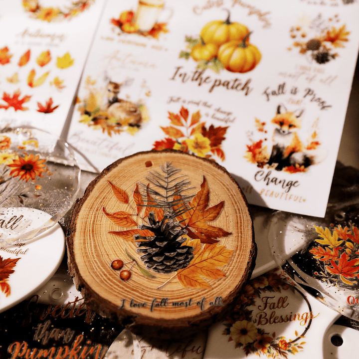 Autumn Whisper Waterproof Transfer Stickers - Desk Cosmos