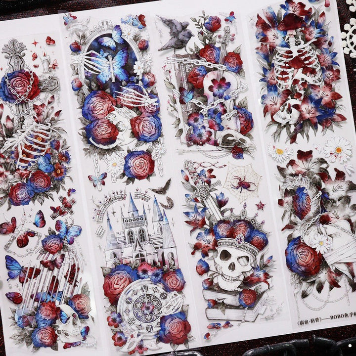 Gothic Skeleton Blood Red Rose Tape - Desk Cosmos