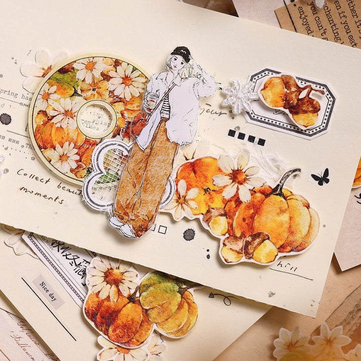 Vintage Pumpkin Floral Die - cut PET Tape - Desk Cosmos