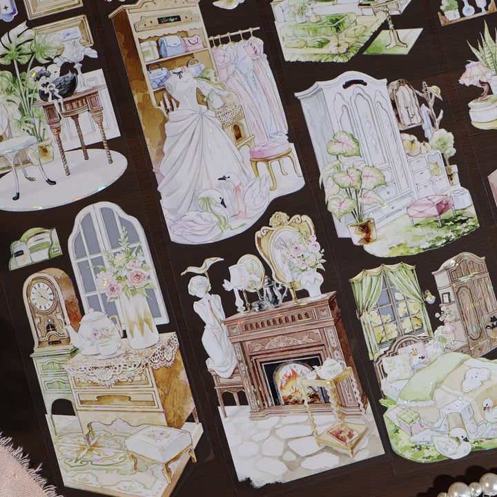 Vintage Furniture Scene PET Tape - Desk Cosmos