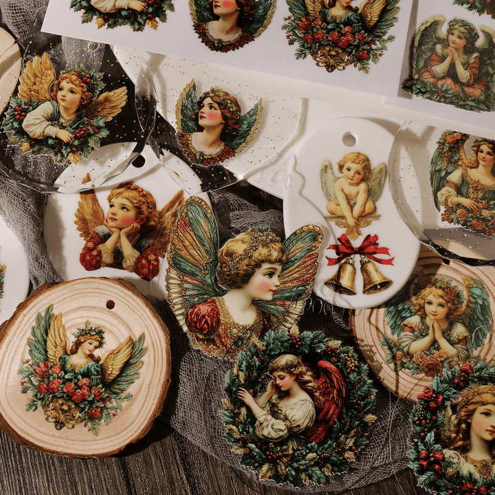 Christmas Angel Vintage Transfer Stickers - Desk Cosmos