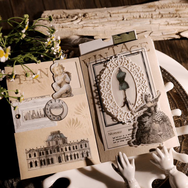 Medieval Classic Copperplate Journal Stickers—Character, architecture, airplane, knight - Desk Cosmos