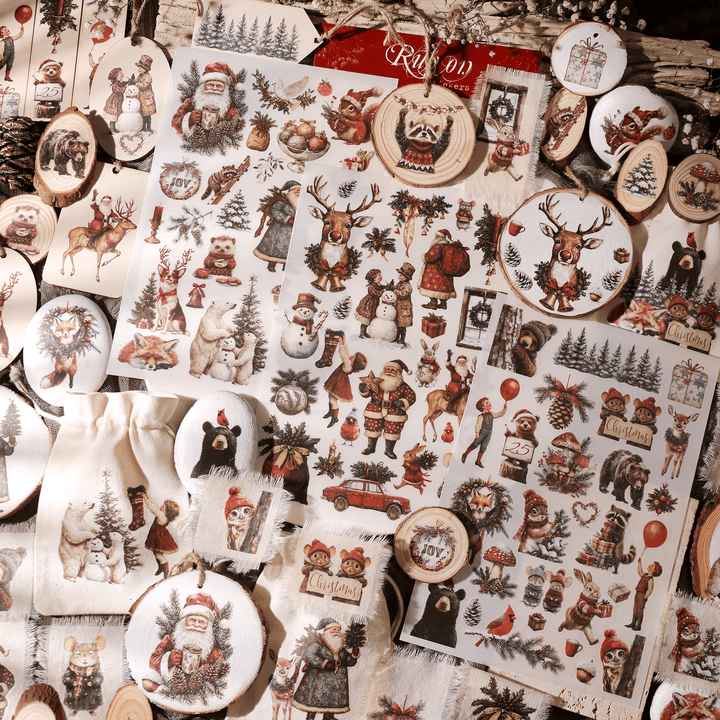 Christmas Santa Animal Transfer Stickers - Desk Cosmos