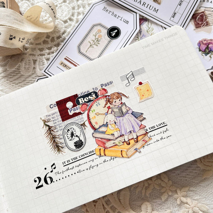 Pastel Floral Die - cut Vintage Washi Tape - Desk Cosmos