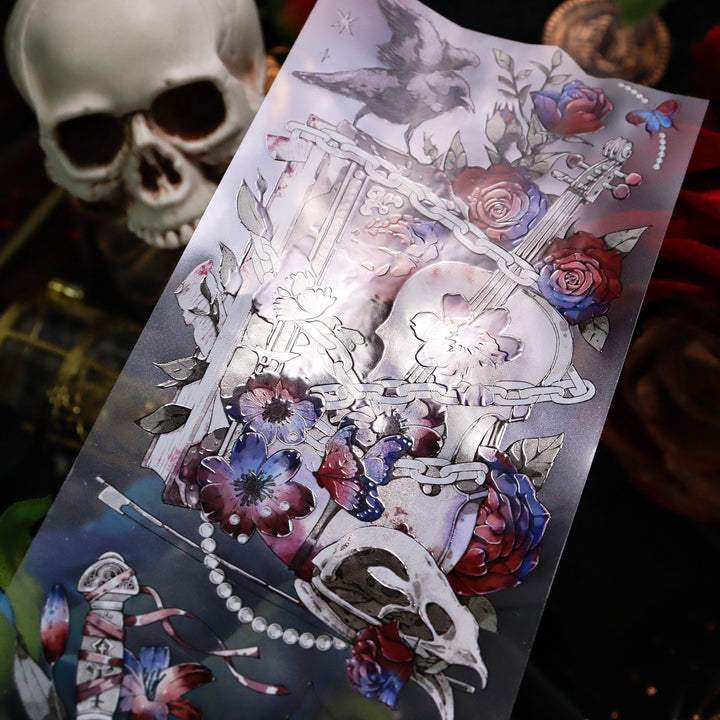 Gothic Skeleton Blood Red Rose Tape - Desk Cosmos