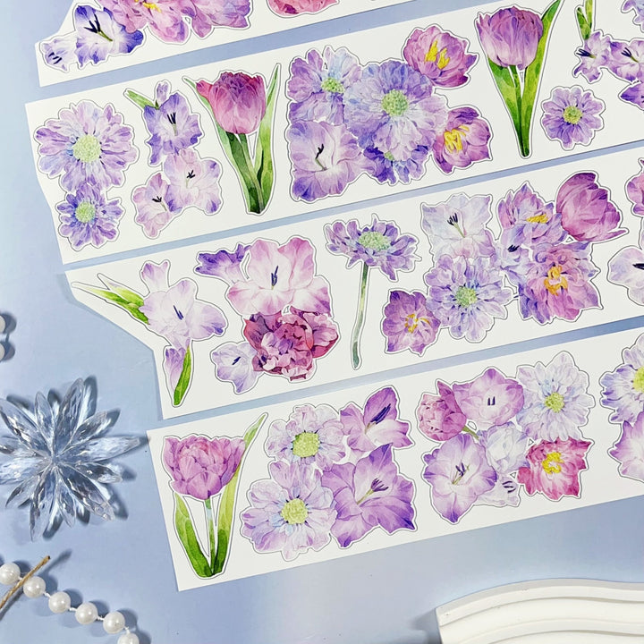 Romantic Violet Bloom Die - cut Tape - Desk Cosmos