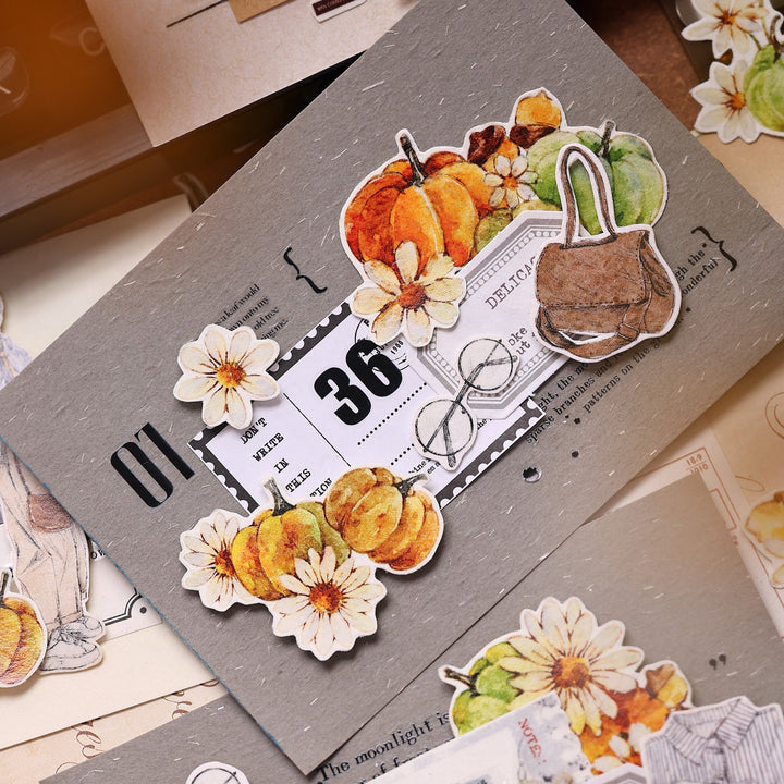 Vintage Pumpkin Floral Die - cut PET Tape - Desk Cosmos