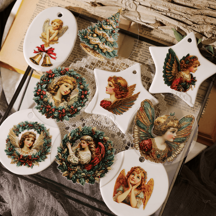 Christmas Angel Vintage Transfer Stickers - Desk Cosmos