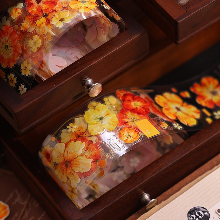 Vintage Yellow - Orange Floral Die - cut Tape - Desk Cosmos