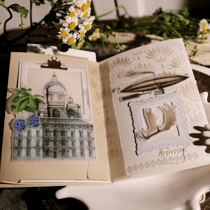 Medieval Classic Copperplate Journal Stickers—Character, architecture, airplane, knight - Desk Cosmos