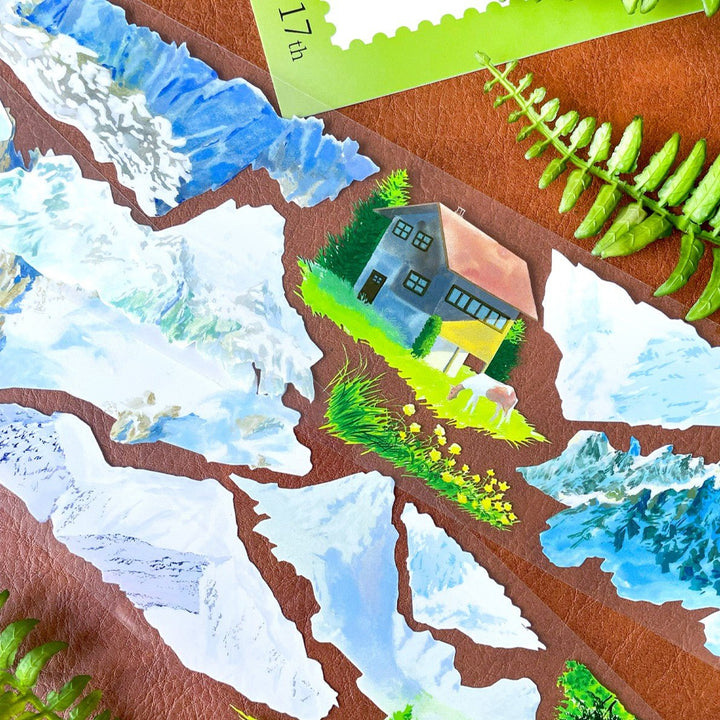 Green on the Snowy Peaks – PET Scenery Tape - Desk Cosmos
