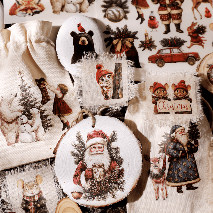 Christmas Santa Animal Transfer Stickers - Desk Cosmos