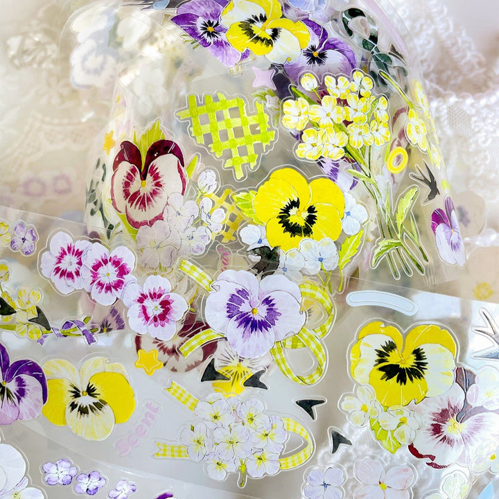 White Yellow Purple Floral Die - cut Tape - Desk Cosmos