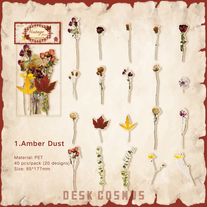 Linmist Echo Amber Dust Botanical PET Stickers Aesthetic Style
