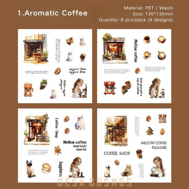 Vintage Stickers Quiet Courtyard Series City Countryside PET Stickers